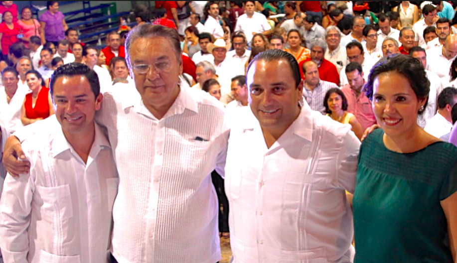 Jorge Polanco Zapata acompañado deL Gobernador Roberto Borge, así como de José Luis 'Chanito' Toledo y su hija Berenice Polanco, apenas hace unos cuantos meses.