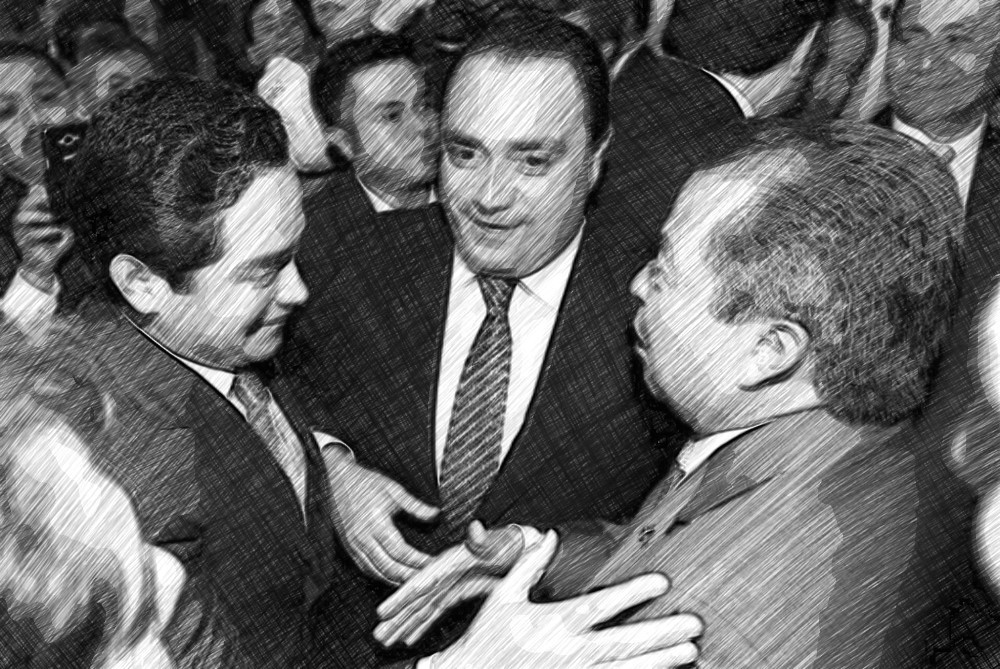 José Luis Toledo con Roberto Borge y César Camacho Quiroz, en el PRI nacional.