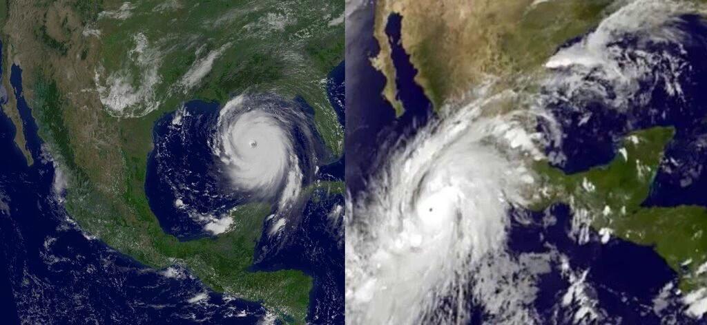 Comparativo del destructor huracán 'Katrina' y 'Patricia'.