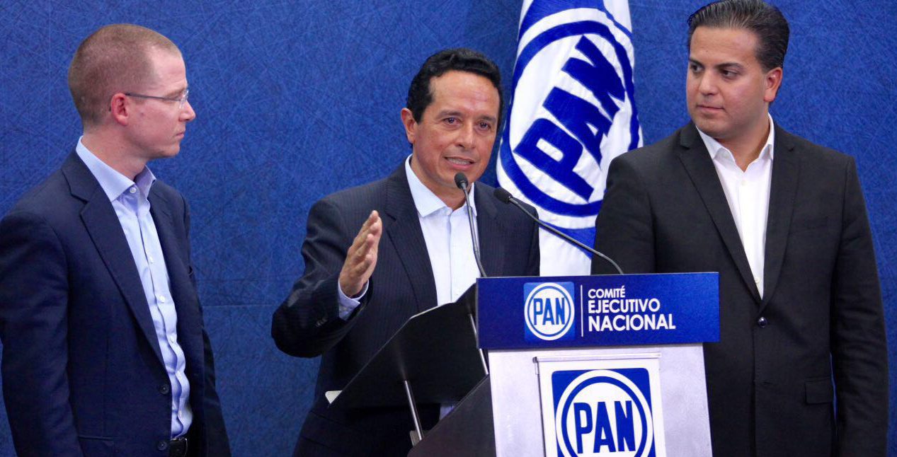 Ricardo Anaya y Carlos Joaquín en conferencia de prensa en la Ciudad de México.
