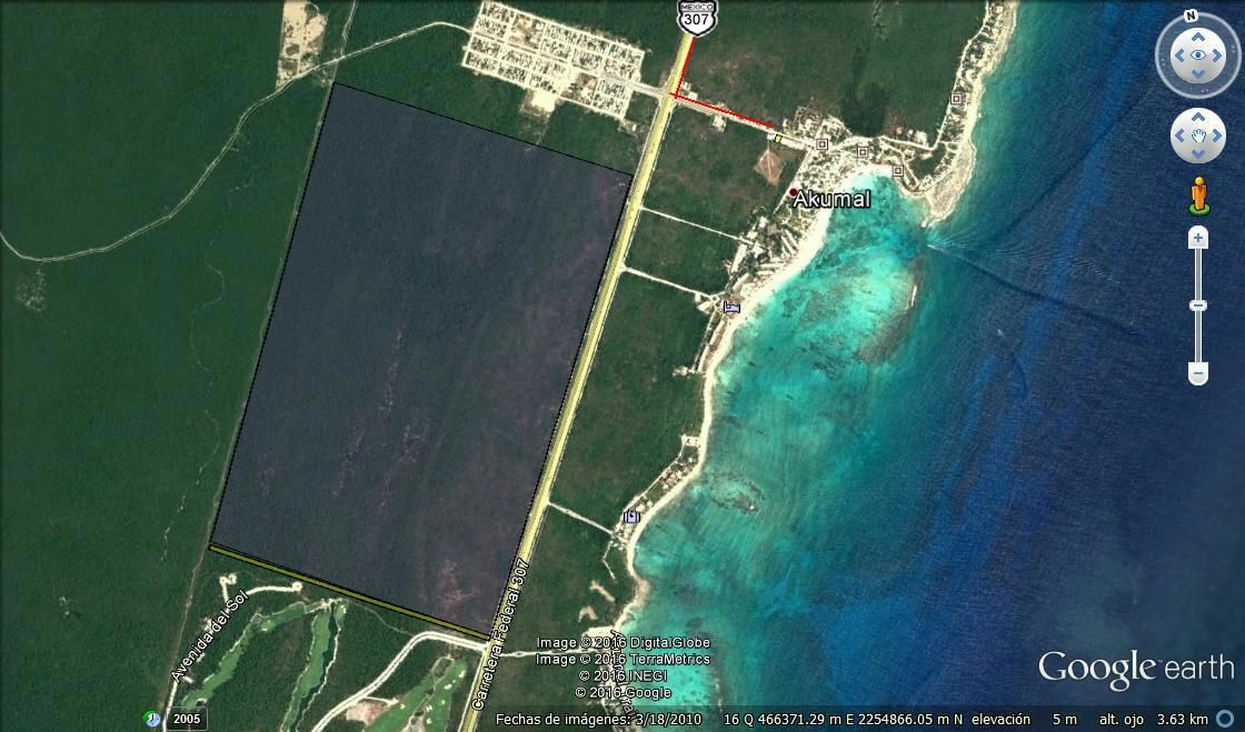 Ubicación del terreno vendido por Borge a BP Promotions, del Grupo Bahía Príncipe, en el corazón de la Riviera Maya, a 65 pesos el metro cuadrado.