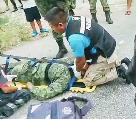 Dos militares lesionados tras accidente en carretera Chetumal-Escárcega