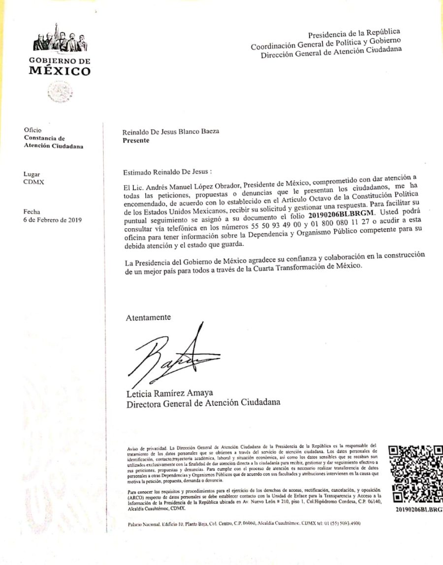 Habitantes del ejido de Santa Elena entregaron una solicitud formal al presidente AndrÉs Manuel López Obrador para que el centro de mantenimiento del Tren Maya sea instalado en dicho lugar