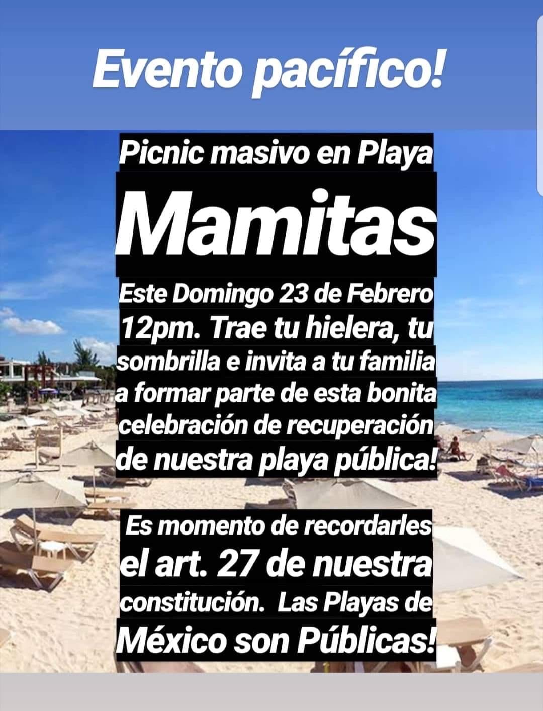 Convocan a picnic masivo frente al club de playa Mamita's, tras desalojar  con uso de fuerza pública a turistas nacionales en Playa del Carmen -  Noticaribe
