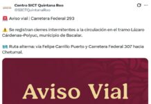 Avisa Comunicaciones y Transporte bloqueo de Vía Corta Chetumal-Mérida por pobladores de Bacalar