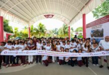 Entrega Mara Lezama nuevo domo en Huay-Pix y fortalece infraestructura educativa para telesecundaria y telebachillerato