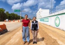 Supervisa Estefanía Mercado obras de repavimentación en puente vehicular y la avenida Flor de Ciruelo