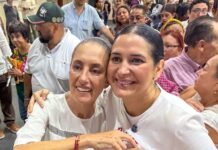 Estefanía Mercado acompaña a Claudia Sheinbaum y Mara Lezama en la entrega de títulos de propiedad para familias de la Colosio