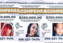 Ofrece Fiscalía recompensa para localizar a 116 desparecidos en Quintana Roo